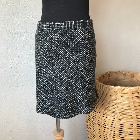 GAP Wool Blend Mini Skirt Woven Black Gray White - Picture 1 of 7